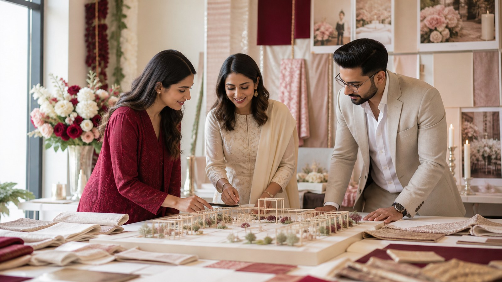 Wedding planning consultation with an elegant Indian wedding planning board in Bengaluru metropolitan region and nearby Karnataka destinations — Bangalore