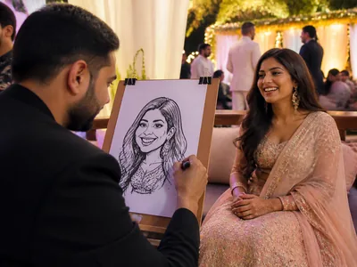 Caricature Artist wedding service visual — Bangalore