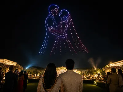 Drone Light Show wedding service visual — Kochi