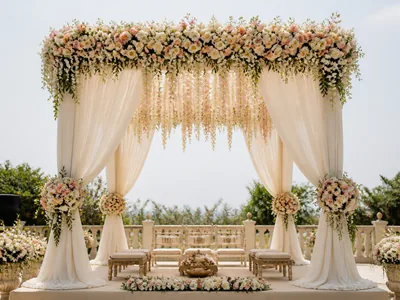 Floral Canopy wedding service visual — Kochi