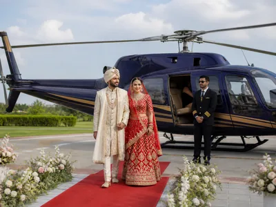 Helicopter Arrival wedding service visual — Kochi
