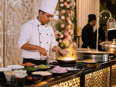 Live Cooking Stations wedding service visual — Bangalore