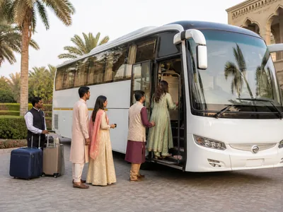 Luxury Bus wedding service visual — Kochi