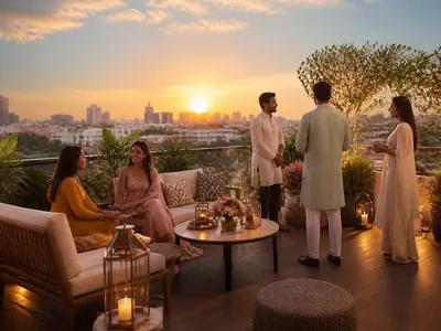 Rooftop Sundowner wedding service visual — Kochi