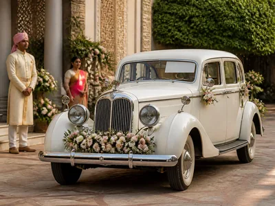 Vintage Car Entry wedding service visual — Kochi