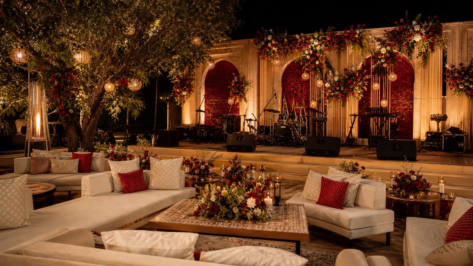Elegant pre-wedding celebration setup in Kochi and Kerala’s backwater, coastal and hill wedding destinations