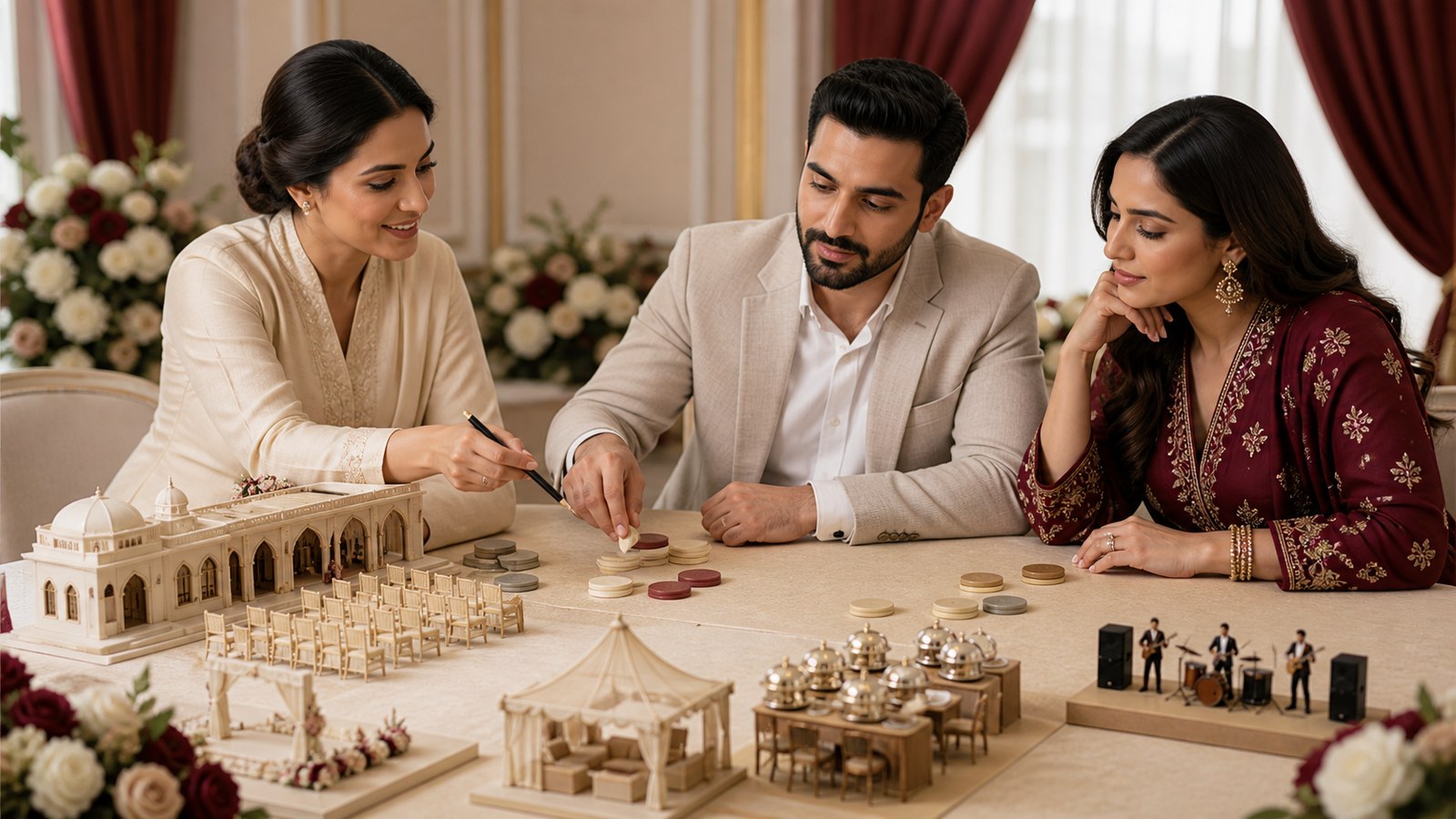 Wedding planning guide and checklist editorial visual in Kochi and Kerala’s backwater, coastal and hill wedding destinations