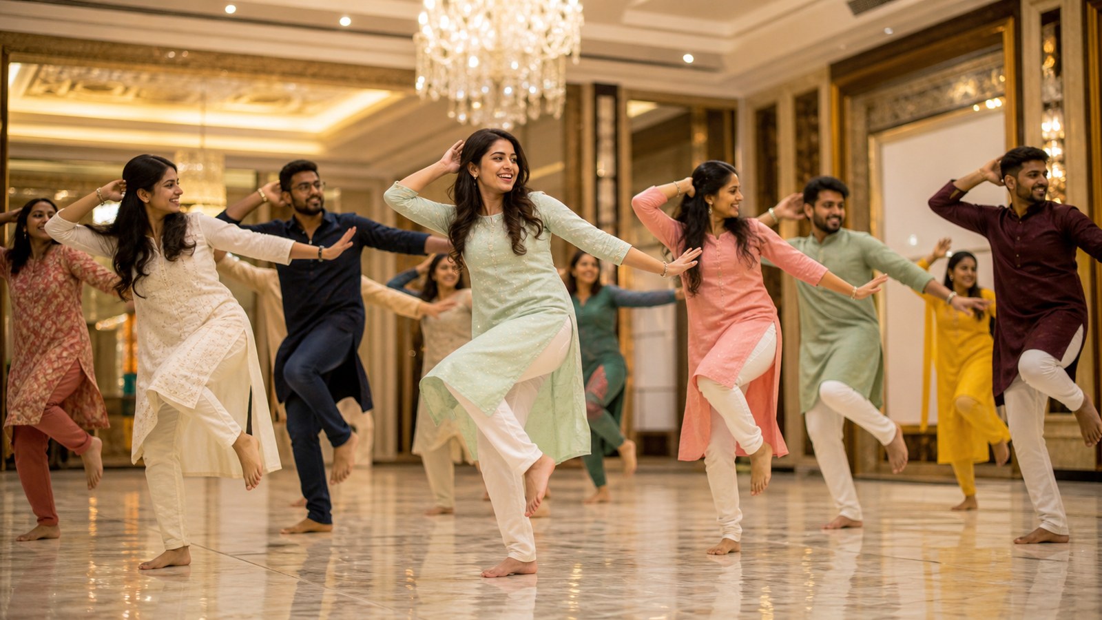 Family wedding choreography rehearsal in Kochi and Kerala’s backwater, coastal and hill wedding destinations