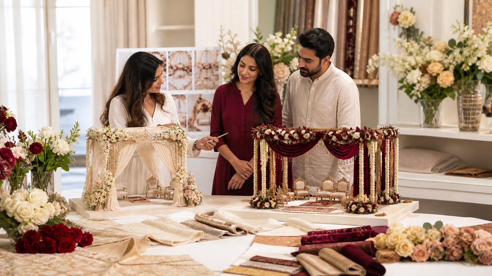 Wedding planning guide and checklist editorial visual in Kochi and Kerala’s backwater, coastal and hill wedding destinations