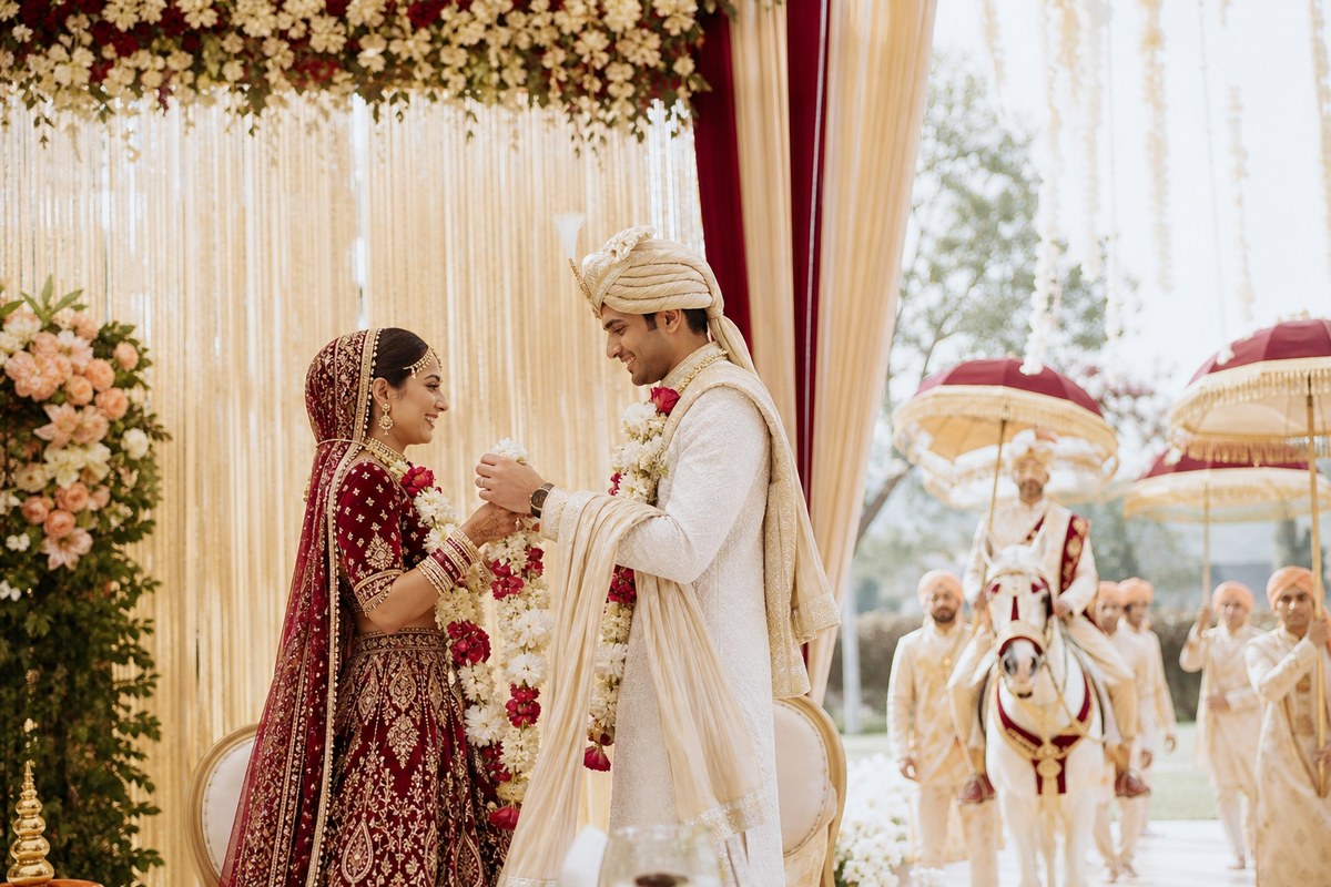 Wedding Entries & Varmala Experiences — groom and couple entries; varmala concepts planning visual — Kochi