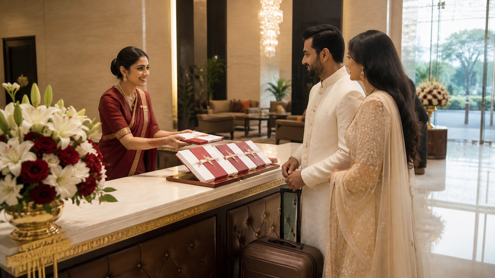 Wedding guest hospitality and welcome desk in Kochi and Kerala’s backwater, coastal and hill wedding destinations