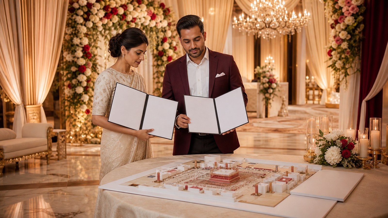 Wedding planning guide and checklist editorial visual in Kochi and Kerala’s backwater, coastal and hill wedding destinations