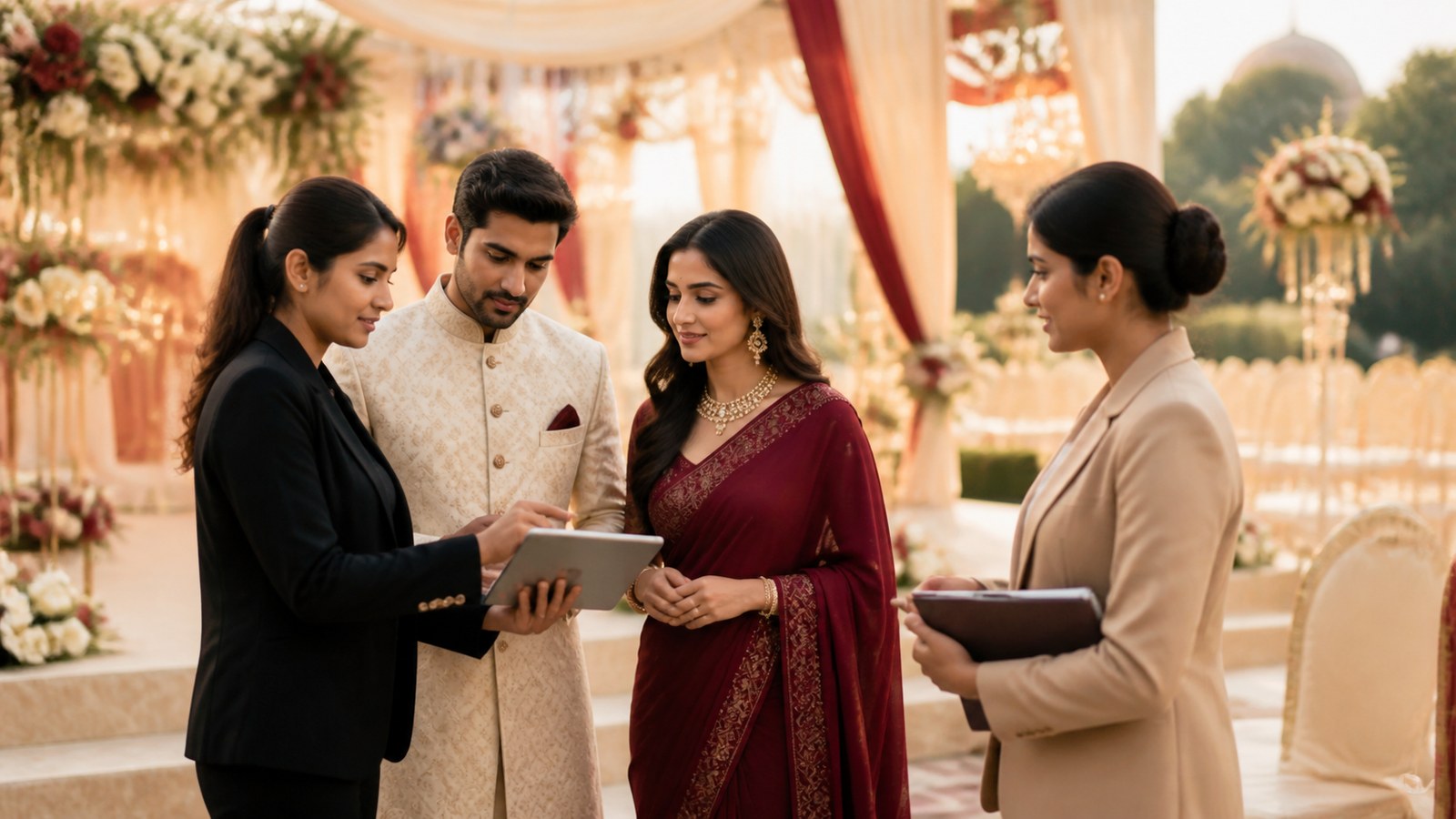 Wedding planning guide and checklist editorial visual in Kochi and Kerala’s backwater, coastal and hill wedding destinations