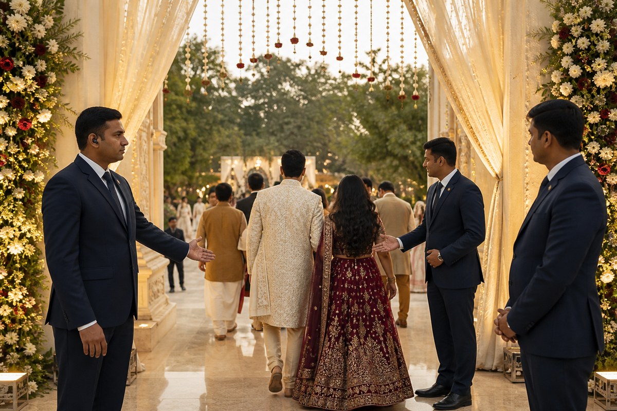 Wedding Security & Safety — VIP and guest security coordination planning visual — Bangalore
