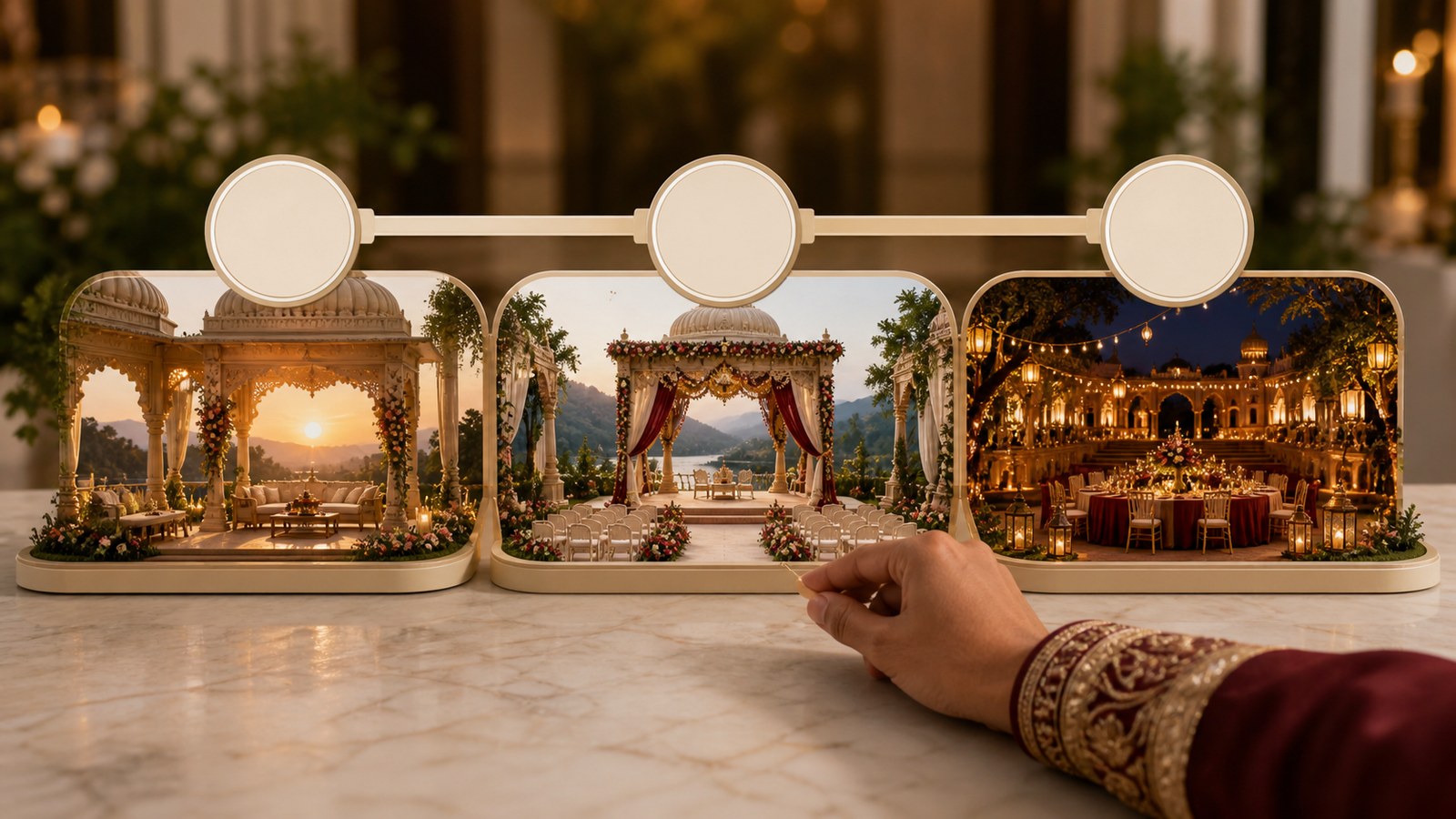 Wedding planning guide and checklist editorial visual in Kochi and Kerala’s backwater, coastal and hill wedding destinations