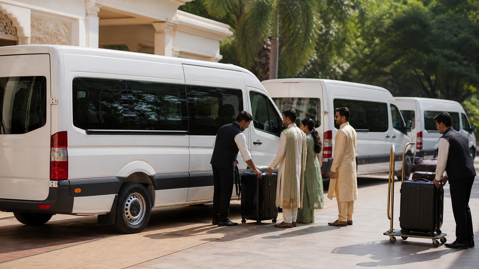 Wedding guest transportation and logistics coordination in Kochi and Kerala’s backwater, coastal and hill wedding destinations