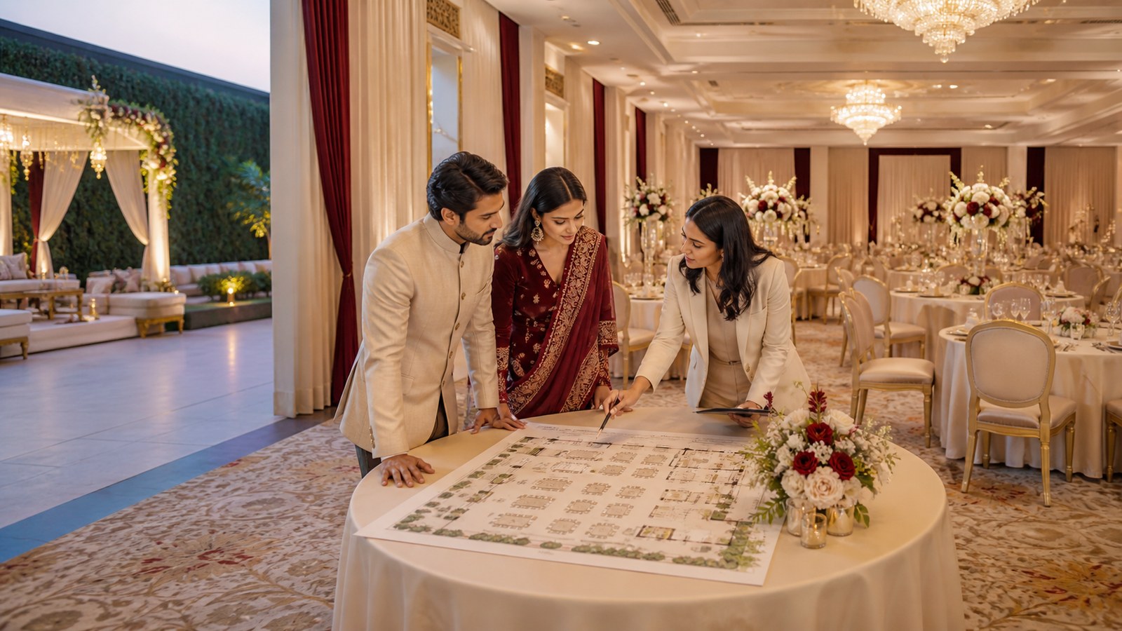 Wedding planning guide and checklist editorial visual in Kochi and Kerala’s backwater, coastal and hill wedding destinations